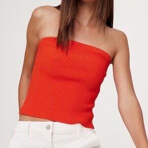 BR Banana Republic Womens Small Orange Ribbed Knit Sleeveless Top